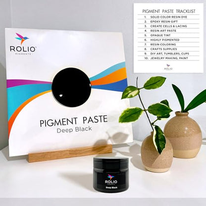 Rolio Deep Black Pigment Paste for Epoxy Resin – 2oz Jar – Opaque Black Epoxy Colorant, Resin Dye Paste, High-Intensity Pigment Paste for Art, Jewelry, Crafts, Tumblers & DIY Projects - color: Deep Black