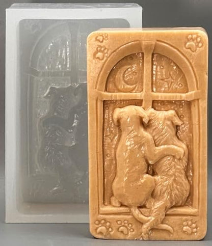 Dogs in Love Silicone Mold for SOAP Making Candle Plaster Clay