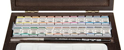 Schmincke - HORADAM® AQUARELLdark Wooden Box with 24 Finest Watercolor Paints, 74883097, Gift Set, Premium Watercolor Paints, 24 x 1/2 Pans