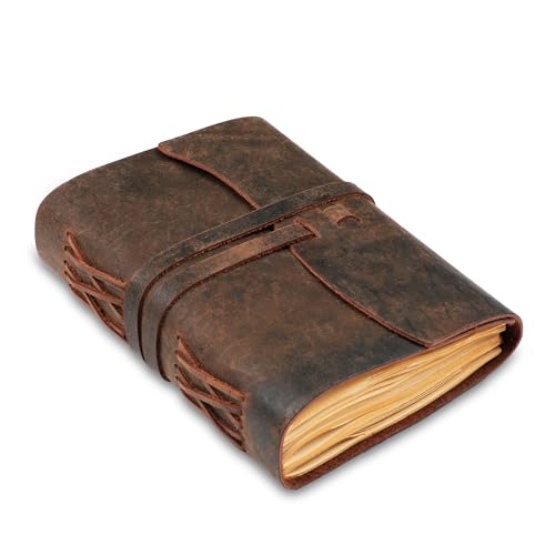 LEATHER VILLAGE Leather Bound Journal - Dark Brown, 7"X5", 220 Pages - Vintage Blank Paper Diary for Writing, Drawing, Sketchbook, and Travel Notebook - Ideal for Women and Men - color: Chocolate Brown, size: 7 inches X 5 inches