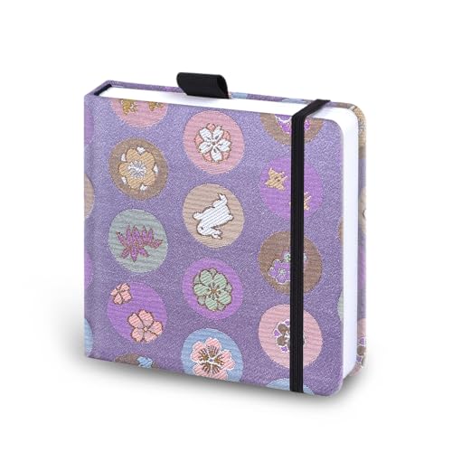 Mifuner Square 5.1x 5.1 165gsm Colored Pencil Paint Journal Hardbound 128pgs（64Sheets Front Back Cold Pressed） Travel for Colored Pencil Sketch Handmade Cloth Cover Notebook Ball Rabbit Purple - color: s-Ball Rabbit Purple