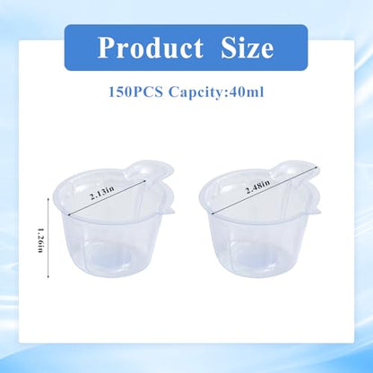 150Pcs 40ml Disposable Plastic Resin Mixing Cups, Paint Dispensing | Small Clear, For Mixing Paint, Stain, Epoxy