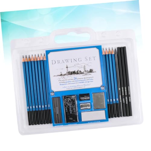 Unomor 26pcs Sketch Drawing Pencil Set for Beginners and Adults, Natural Wood Art Supplies Kit with Assorted Hardness for Sketching, Painting, and Drawing Practice