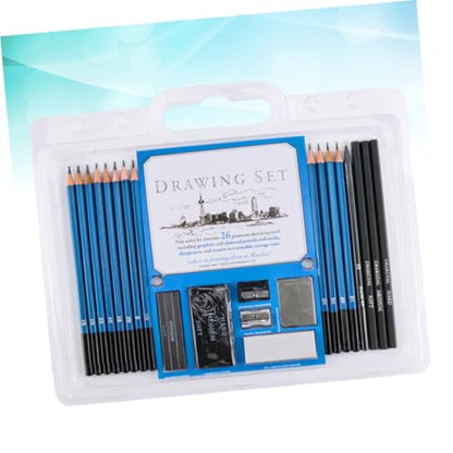 Unomor 26pcs Sketch Drawing Pencil Set for Beginners and Adults, Natural Wood Art Supplies Kit with Assorted Hardness for Sketching, Painting, and Drawing Practice