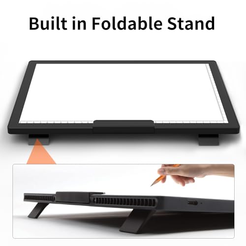 HIUKCOLED Rechargeable A4 Light Pad, Battery Powered Light Board with Top Clip＆Stand, Stepless Dimmable＆6-Level Brightness Adjustable, Wireless LED Tracing Box for Diamond Painting,Drawing,Sketching - style: A4 Clip