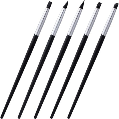 SmallCat 5 Pcs Silicone Paint Brushes, Flexible Clay Carving Tools, Professional Sculpting Tools for Handicraft Pottery Artwork Shaping Carving DIY- Black (5mm) - color: Black (5mm)