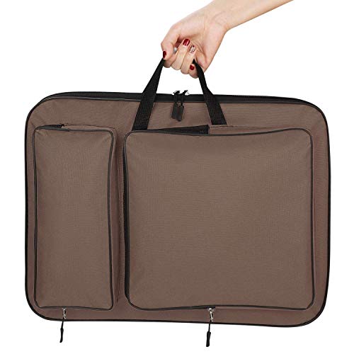 haozaikeji A3 Artist Portfolio Carry Case Bag Portable Waterproof Canvas Shoulder Bag Painting Pad Backpack for Sketching Painting Art Supplies with Shoulder Straps & Carry Handle - color: Brown