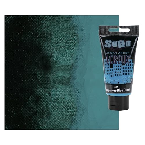 Soho Urban Artist Heavy Body Acrylic Paint - 250 ml Tube - Manganese Blue Hue - Thick, Rich Color, Excellent Coverage, Professional Quality - Artists Acrylic Paint - color: Manganese Blue Hue, size: 8.45 Fl Oz (Pack of 1)