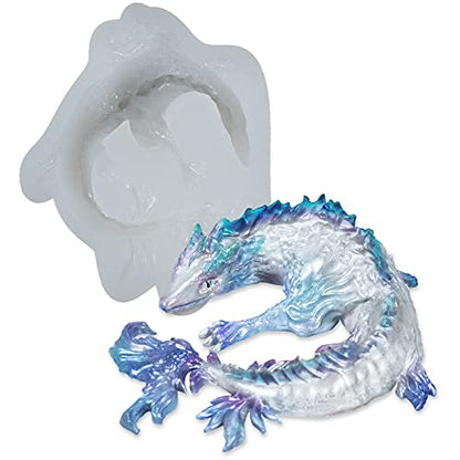 FUNSHOWCASE 3D Water Dragon Cake Chocolate Mold Decoration Tools Silicone Epoxy Resin Jewelry - color: Water Dragon