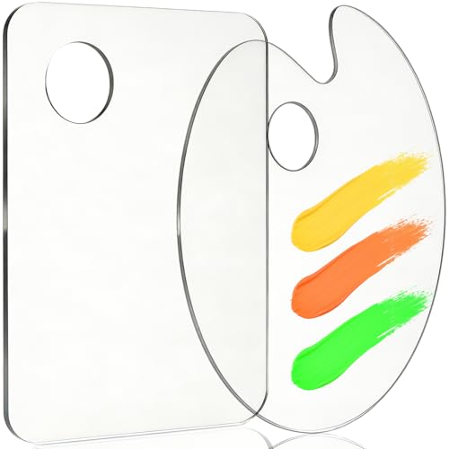 Hulameda 2Pcs Acrylic Clear Paint Palette with Thumb Hole Paint Pallet for Adults or Kids,Easy Clean Non-Stick Artist Pallet for Oil Watercolor Craft DIY Art Painting Palette（11.8 x 7.9inch） - color: Clear-11.8*7.9inch