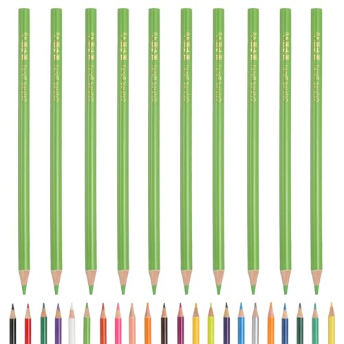 PATIKIL Colored Pencils, Grass Green Color Drawing Pencils with Oil-Based Cores Art Scrapbook Supplies for Adult Coloring Books Artists Beginners Drawing Sketching, 10 Pcs - color: Grass Green