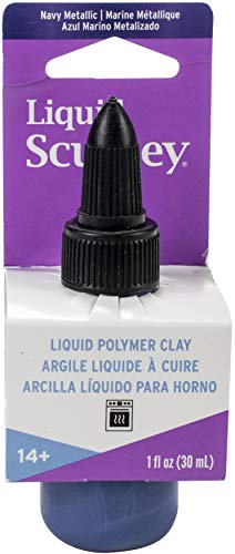 Liquid Sculpey® Liquid Polymer Oven-Bake Clay, Navy Metallic, 1 oz. Bottle, Great for Jewelry, Holiday, DIY, Mixed Media, Window clings, Home décor and More! Perfect for Beginners to Artists! - color: Navy Metallic, size: 1 oz