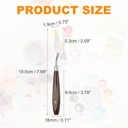 HARFINGTON Palette Knife Painting Tool 2.09 x 0.75 Stainless Steel Art Spatula Pallet Knives Scrapers Tools with Beech Wood Handle for Acrylic Oil Canvas Mixing Spreading, Red/Silver - size: 2.09" x 0.75"