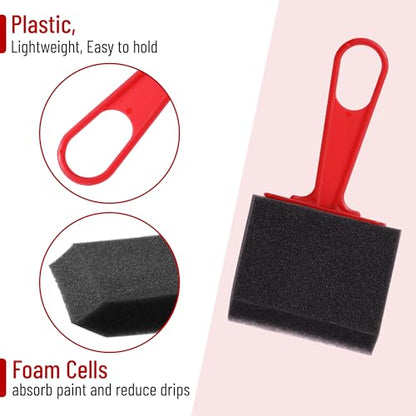 Bates Foam Paint Brushes, 3-Inch, 12 Pack, Red Handle, Sponge Paint Brush, Foam Brushes for Painting & Staining - color: Red Handle