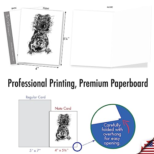 The Best Card Company - 10 Assorted Blank All Occasions Notecards Boxed Set 4 x 5.12 Inch with Envelopes (10 Designs, 1 Each) Boxed Assorted Kid Cards of Pets - CHARCOAL ANIMALS M2956OCB - style: Charcoal Animals