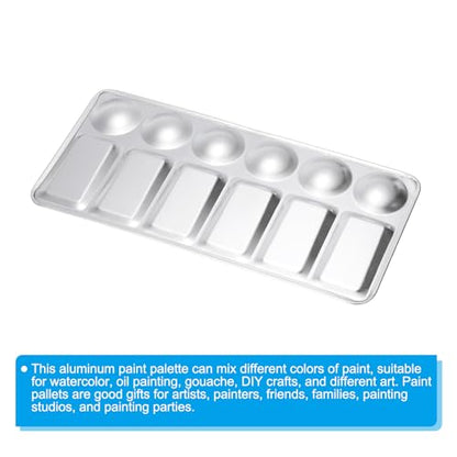 PATIKIL 12 Well Paint Tray Palette, Washable Paint Palette Aluminum Paint Tray Rectangle for Watercolor Painting Art Class Craft DIY Project, Silver