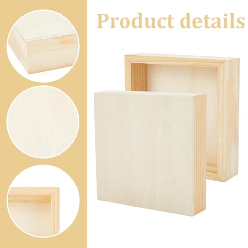 3Pcs Unfinished Wooden Canvas Panels 6x6 Inch Wood Canvas Board Craft Wood Panel Boards for Painting Arts Pouring Use with Oils Acrylic DIY Art Crafts Projects Home Decor - size: 6x6 Inch