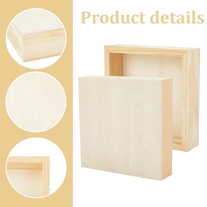 3Pcs Unfinished Wooden Canvas Panels 6x6 Inch Wood Canvas Board Craft Wood Panel Boards for Painting Arts Pouring Use with Oils Acrylic DIY Art Crafts Projects Home Decor - size: 6x6 Inch