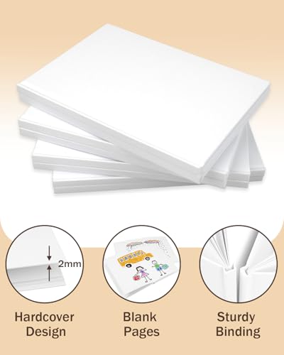 Dynta Blank Hardcover Book A5(6.2x8.3Inch), 30 Pack Blank Books for Kids to Write Stories Sketch White Hardcover Sketchbook Journal for Writing Drawing Creating, 40 Pages (20 Sheets) for Each book - size: 6"x8"(30 pack)
