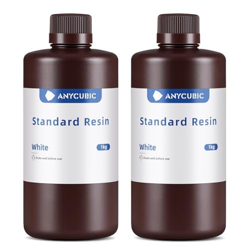 ANYCUBIC 3D Printer Resin, 405nm SLA UV-Curing Resin with High Precision and Quick Curing & Excellent Fluidity for LCD 3D Printing (White+White, 2kg) - color: White, size: 2kg