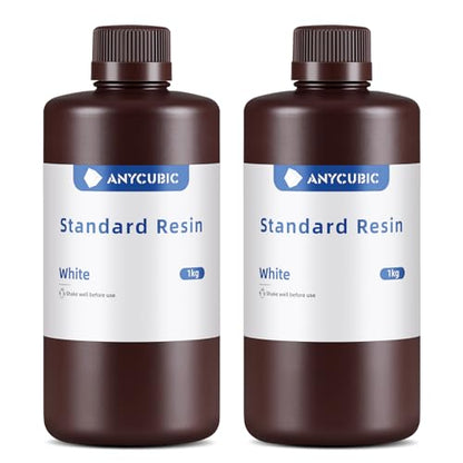 ANYCUBIC 3D Printer Resin, 405nm SLA UV-Curing Resin with High Precision and Quick Curing & Excellent Fluidity for LCD 3D Printing (White+White, 2kg) - color: White, size: 2kg
