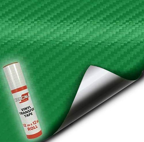 VViViD Craft 3D Carbon Fibre Textured Vinyl Sheet 1ft x 5ft for Silhouette, Cricut and Cameo Machines Including 12" x 12" Sheet of Transfer Paper (Dark Green) - color: Dark Green