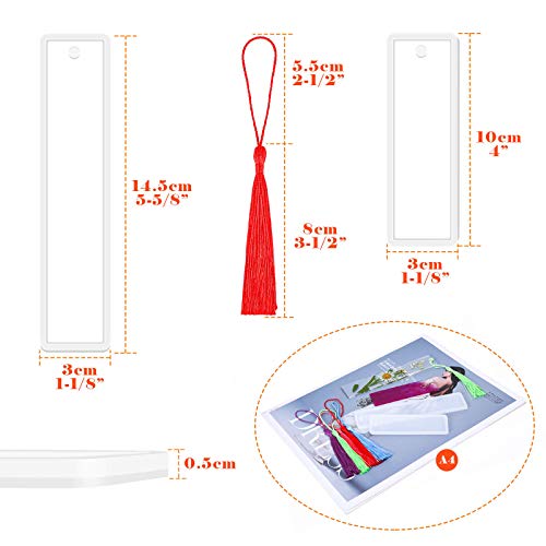 Caffox Bookmark Mold Kit with 100pcs Tassels and 10pcs Silicone Molds for Epoxy Resin Casting