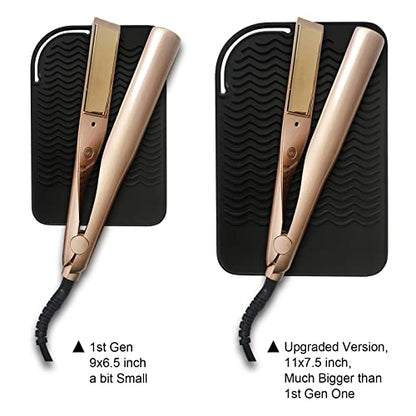 9" X 6" Silicone Heat Resistant Travel Mat, Anti-Heat Pad for Hair Straighteners, Curling Irons, Flat Irons and Other Hair Styling Tools - Black - color: Black
