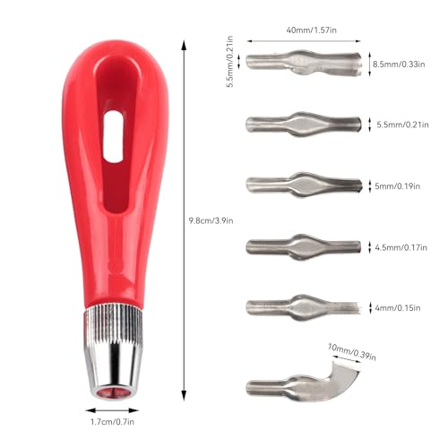 HERCHR 2 Set Linoleum Cutter, Block Cutters Craft Linoleum Carving Tools with 6 Type Blades for Block Printing, Printmaking, Rubber Stamps