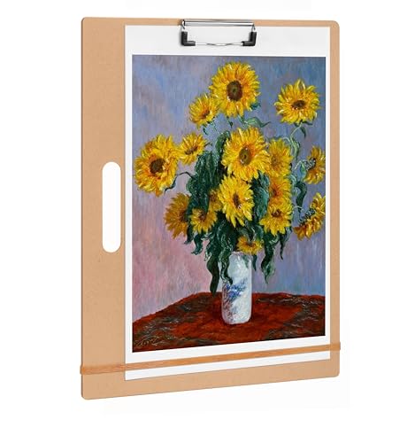 Drawing Board - 14" x 17.8" Sketch Board with Handle for Drafting Art - Portable Clipboard for Class or Studio Fit in Artists Tote - size: 14"x18", 1 Pack