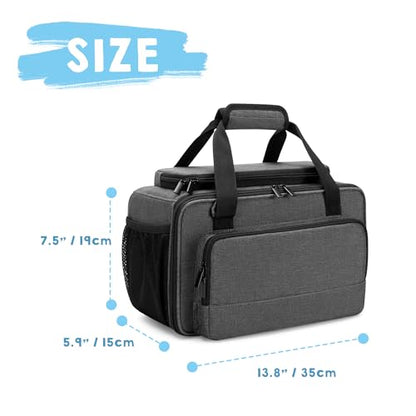 GRAOSO Marker Storage Bag Marker Case Organizer Hold up to 216 Markers, Carrying Case with Shoulder Strap and Handle, with Dividers and Easy Cleaning Liner (Markers Length up to 5.1"/13 cm), Grey