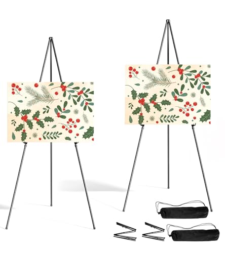 Display Easel Stand for Sign, Lightweight Tripod with Bag, Portable Adjustable Artist Easels for Outdoor Painting Canvas/Posters/Wedding, 2PC Black - color: Black, size: 2PCS