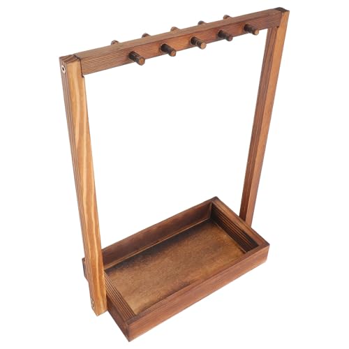 Baluue Vintage Chinese Brush Stand Organizer, Multi-functional Wooden Paint Brush Drying Rack and Pencil Holder Display for Artists and Calligraphy Students, Decorative Desktop Pen