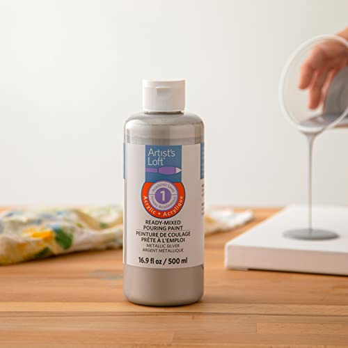 Artist's Loft Acrylic Ready-Mixed Pouring Paint, 12 Pack - color: Metallic Silver