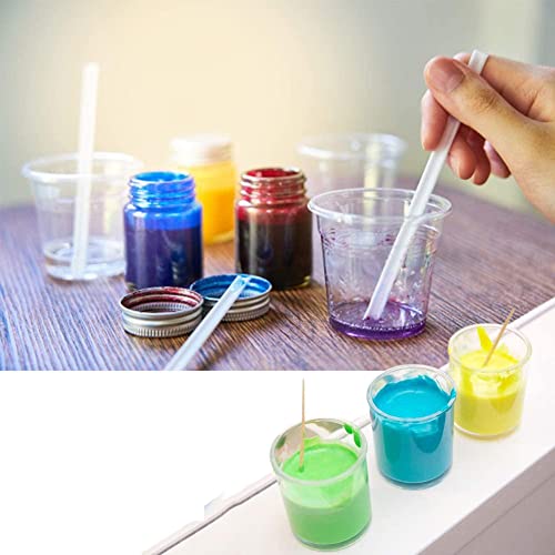AKOAK 100 Pieces 30 ml (1 oz) Graduated Cup - Plastic Measuring Cup, Disposable Mixing Cup for Mixing Pigments, Paints, Liquids, Epoxies, Resins - With Lid