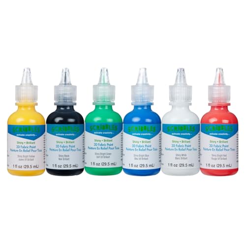 Scribbles Permanent Fabric Paint, Shiny 3D, 1 fl oz 6-Pack - color: Shiny
