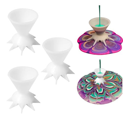 TOPINCN 7 Funnel Split Cup for Acrylic Paint, Flower Pattern Pouring Cup Multifunctional Suitable for Fluid Art Techniques Painting Accessories (White), Default, TOPINCNn53ydroxiw-66