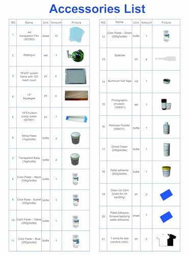 TECHTONGDA 4 Color 1 Station Screen Printing Kit Micro-Registration Function Silk Screen Printing Machine Benchtop Press with Squeegee Frame Screen Scoop Coater Ink Accessory