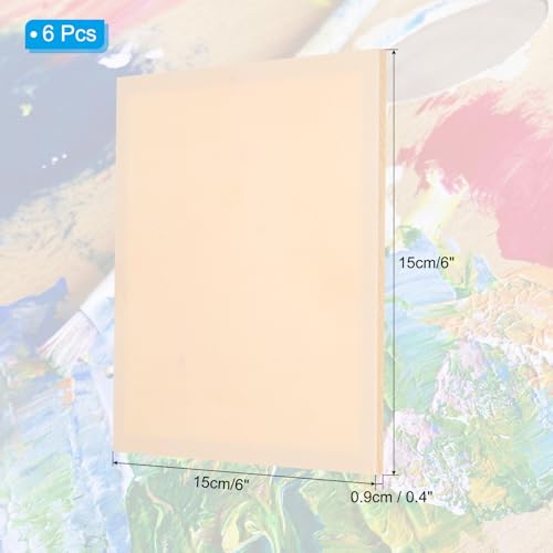 PATIKIL 6 x 6 Inch Wood Panel Board, 6 Pack Unfinished Wooden Canvas Boards Square Blank Deep Cradle Board for Painting Pouring DIY Art Use with Oils Acrylics - size: 6 x 6 Inch