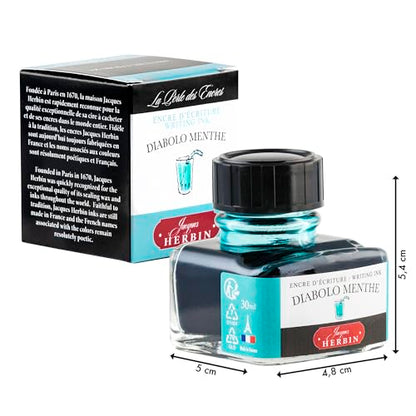 J. Herbin Fountain Pen Ink - 30 ml Bottled - Diabolo Menthe (13033T) - color: Diabolo Menthe, size: 1 fl oz