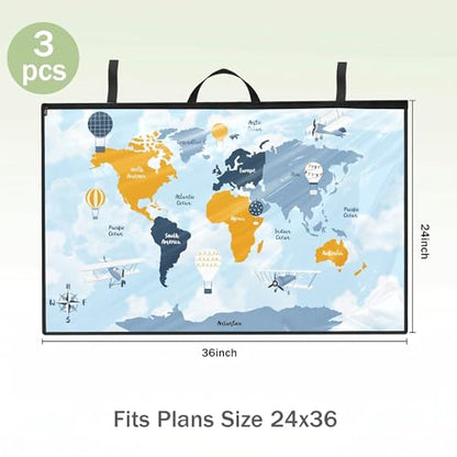 Tanlade 3 Pcs Blueprint Holder Foldable Waterproof Plans Shield Waterproof Map Case Construction Plan Holder Art Portfolio Bag Fits Size 24 x 36 for Document Blueprint Map Poster Painting - size: 24 x 36 Inch