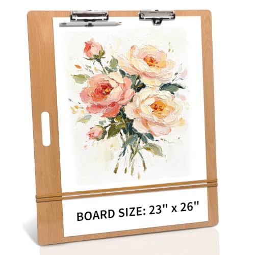 23"x26" Drawing Board with Dry-Erase Surface - Portable Art Board for Painting, Sketch, Classroom, Artist Supplies for Adults, Teens, Outdoor Drafting(Wood Grain) - color: Wood Grain, size: 23"*26"