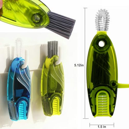 4 in 1 Cup Lid Cleaning Brush Set Multifunctional Bottle Brush Cleaner Tiny Bottle Cup Lid Brush Straw Cleaner Tools Mini Silicone Bottle Cup-Holder Cleaner with Hook Remover Green+Grey - style: 1pc Green 1pc Grey 4in1