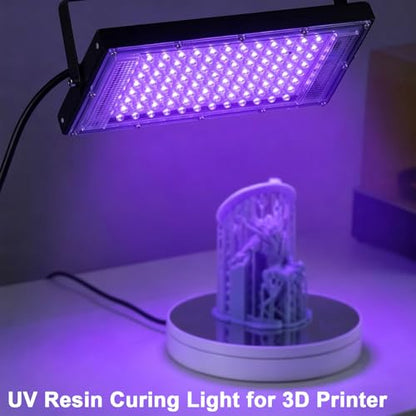 Feghezja UV Light for Resin, Portable UV Black Light, 100W Fast 3D Printer Curing UV Lamp, Jewelry Making Supplies for Resin UV, DIY Craft, Glow Party, Fluorescent Poster, Halloween, Body Paint - size: 100W
