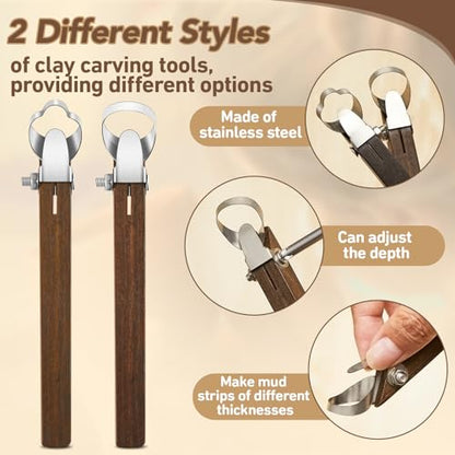 Therwen 2 Pcs Mug Handle Carving Tool, Pottery Handle Making Tool, Clay Extruder Trimming for Ceramic Tea Cup Mug Utensil Vase Clay Cutters Sculpture Craft(Novelty Style) - color: Novelty Style