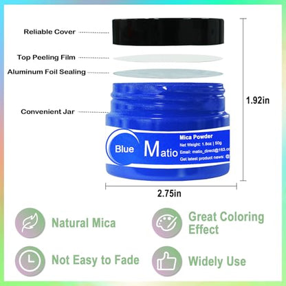 Matio Mica Powder, 1.8oz/ 50g Diamond White Pearlescent Effect Mica Powder for Epoxy Resin Natural Color Pigment for Soap Making, Bath Bomb, Candle Dye, Resin Craft, Paint,Nails,Jewelry, Slime Pigment - color: Diamond White