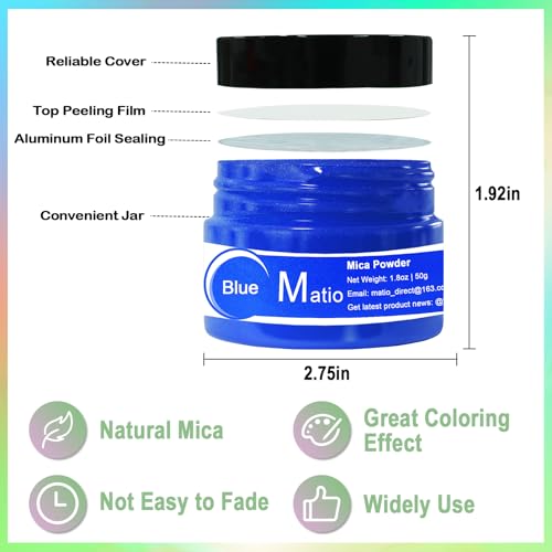 Matio Gold Mica Powder for Epoxy Resin, 1.8oz/ 50g Pearlescent Effect Mica Powder Natural Color Pigment for Soap Making, Bath Bomb, Candle Dye, Resin Craft, Paint, Nails Art, Jewelry, Slime Pigment - color: Gold