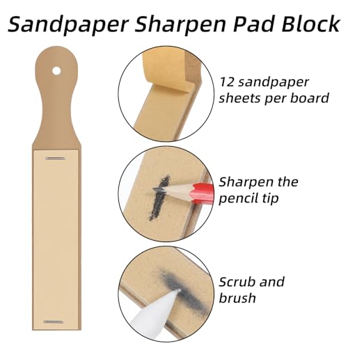 15 Pcs Blending Stumps for Drawing, Blending Sponge Pens and Sandpaper Pencil Sharpener Tortillions Paper Art Blenders for Sketching, Softness, Coloring Utensils