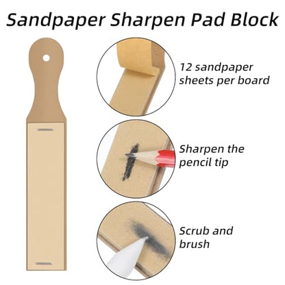 15 Pcs Blending Stumps for Drawing, Blending Sponge Pens and Sandpaper Pencil Sharpener Tortillions Paper Art Blenders for Sketching, Softness, Coloring Utensils