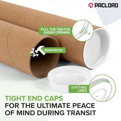 4" x 18" Reinforced Kraft Paper Mailing Tube, Pack of 6 Tubes with 12 Caps – Secure USPS Approved Poster Tube – Made in USA Cardboard Tube for Shipping and Storing Posters, Prints, Artwork - size: 4" x 18", style: Standard Duty